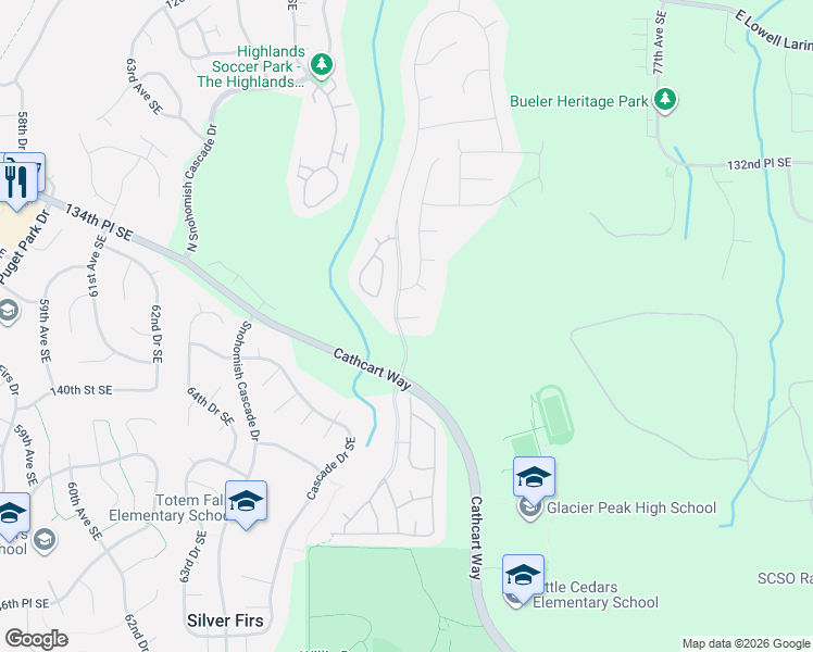 map of restaurants, bars, coffee shops, grocery stores, and more near 6920 137th Place Southeast in Snohomish