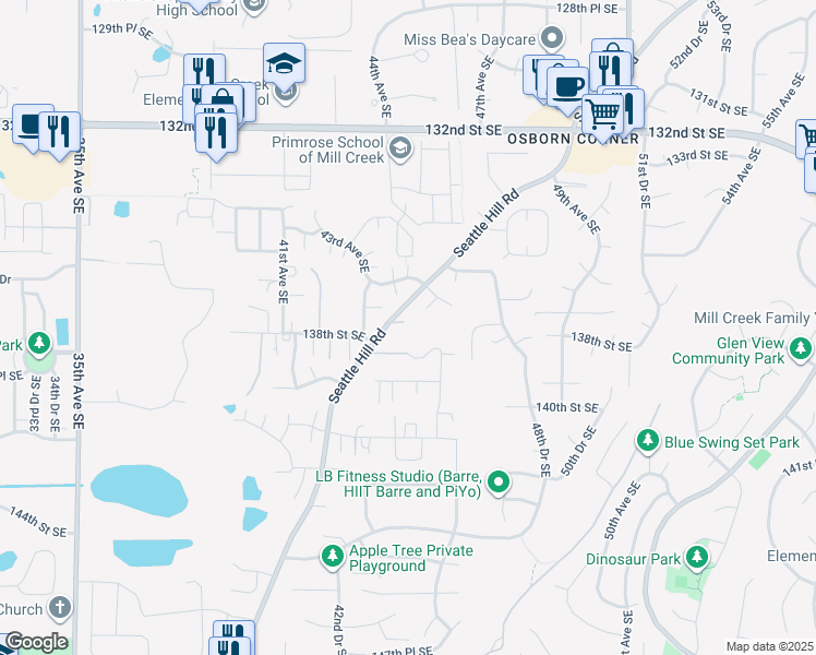 map of restaurants, bars, coffee shops, grocery stores, and more near 4509 138th Place Southeast in Snohomish