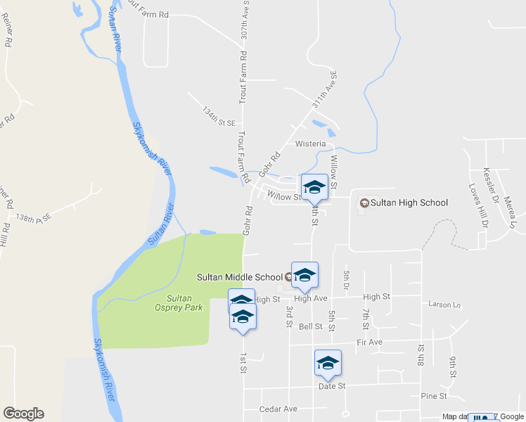 map of restaurants, bars, coffee shops, grocery stores, and more near 920 1st Street in Sultan