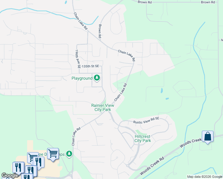 map of restaurants, bars, coffee shops, grocery stores, and more near 13733 200 Avenue Southeast in Monroe