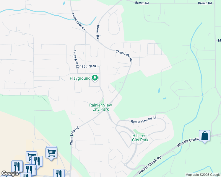 map of restaurants, bars, coffee shops, grocery stores, and more near 13733 200 Avenue Southeast in Monroe