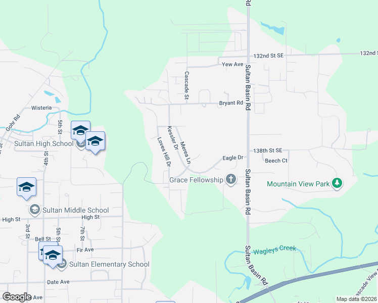 map of restaurants, bars, coffee shops, grocery stores, and more near 1019 Merea Lane in Sultan
