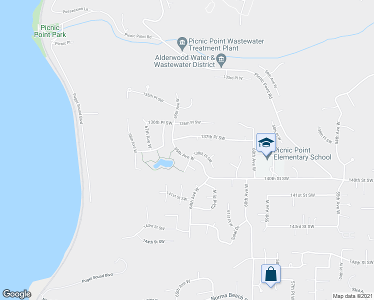 map of restaurants, bars, coffee shops, grocery stores, and more near 6408 137th Place Southwest in Edmonds