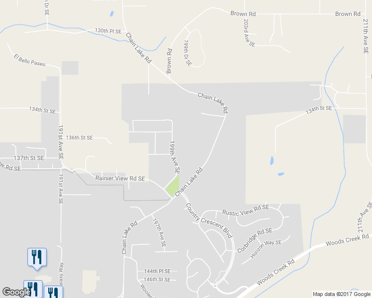 map of restaurants, bars, coffee shops, grocery stores, and more near 13624 Chain Lake Road in Monroe
