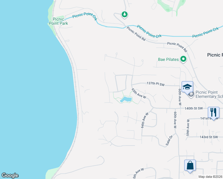 map of restaurants, bars, coffee shops, grocery stores, and more near 13714 67th Avenue West in Edmonds