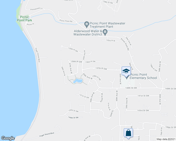 map of restaurants, bars, coffee shops, grocery stores, and more near 6408 137th Place Southwest in Edmonds