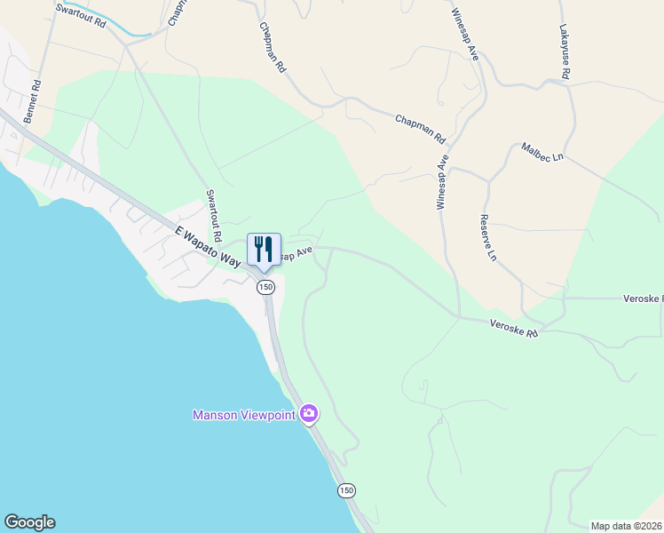 map of restaurants, bars, coffee shops, grocery stores, and more near 160 Winesap Avenue in Manson