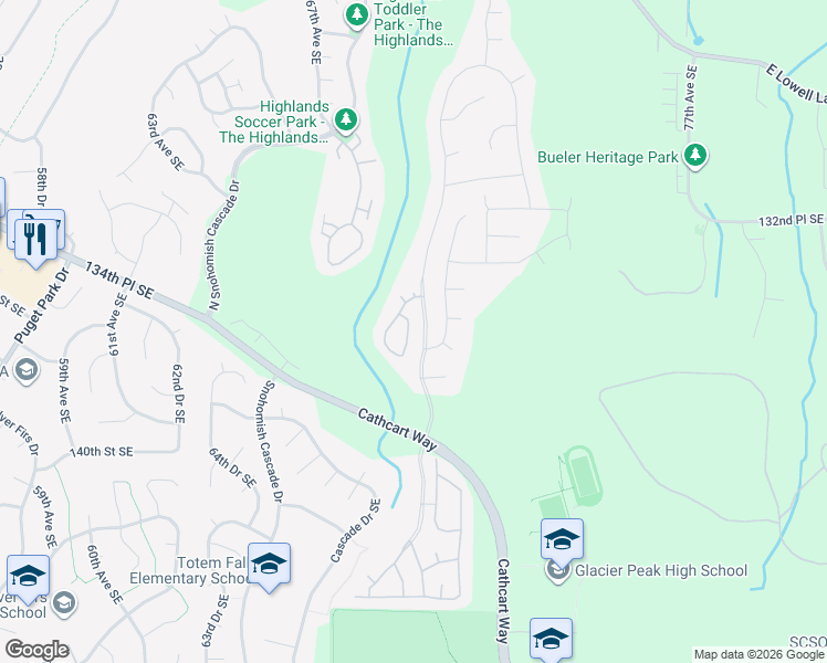 map of restaurants, bars, coffee shops, grocery stores, and more near 13523 69th Avenue Southeast in Snohomish