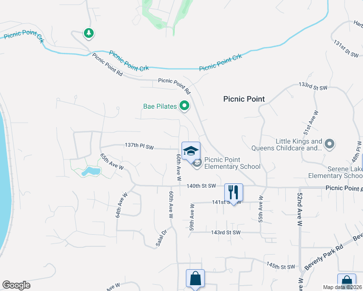map of restaurants, bars, coffee shops, grocery stores, and more near 13709 60th Avenue West in Edmonds