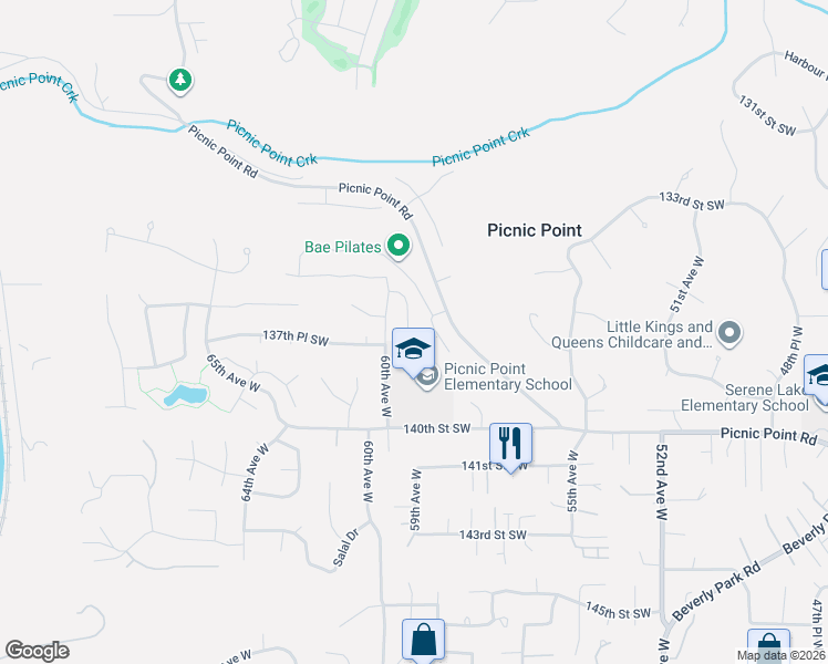 map of restaurants, bars, coffee shops, grocery stores, and more near 5821 136th St SW in Edmonds
