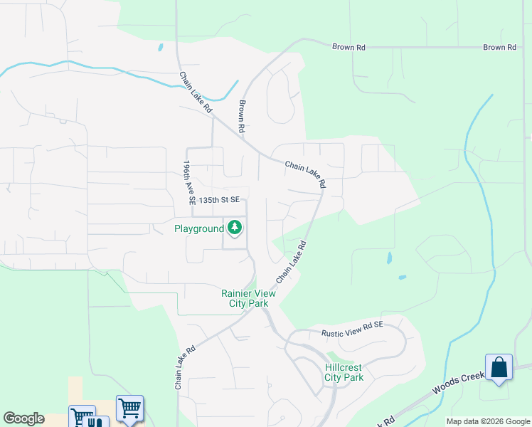 map of restaurants, bars, coffee shops, grocery stores, and more near 20091 136th St SE in Monroe