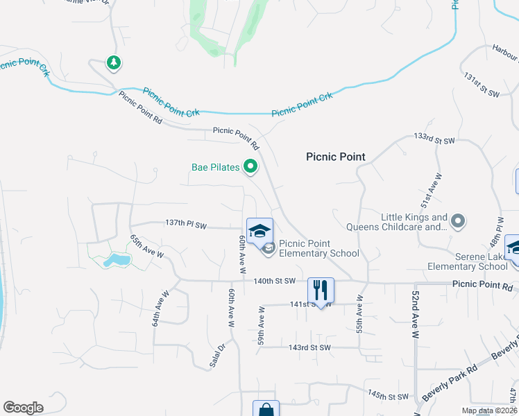 map of restaurants, bars, coffee shops, grocery stores, and more near 5903 136th St SW in Edmonds