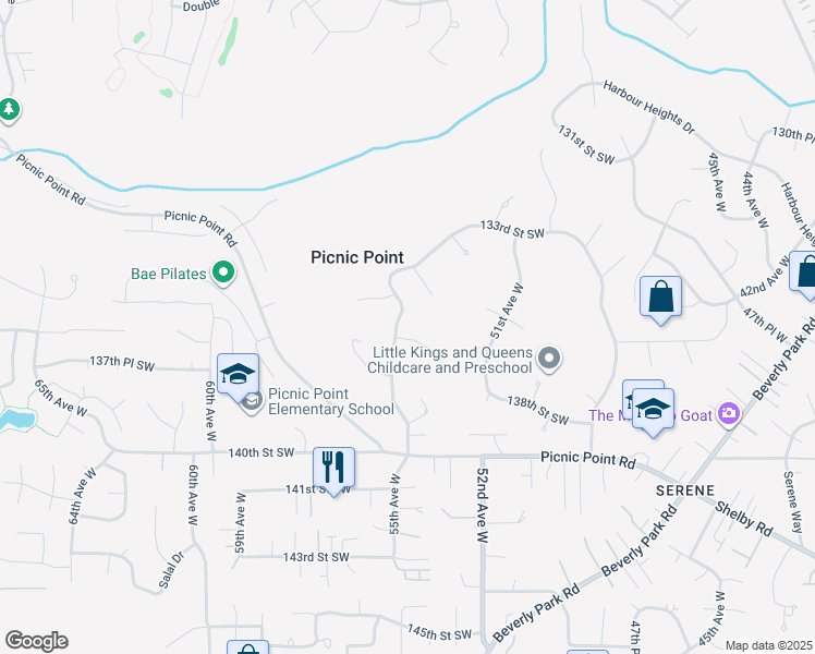 map of restaurants, bars, coffee shops, grocery stores, and more near 5406 135th Place Southwest in Edmonds