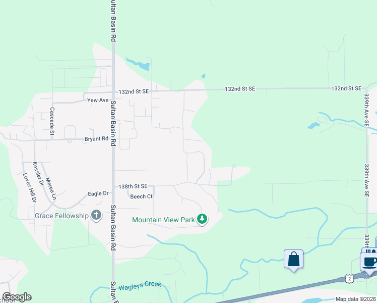 map of restaurants, bars, coffee shops, grocery stores, and more near 32848 135th Place Southeast in Sultan