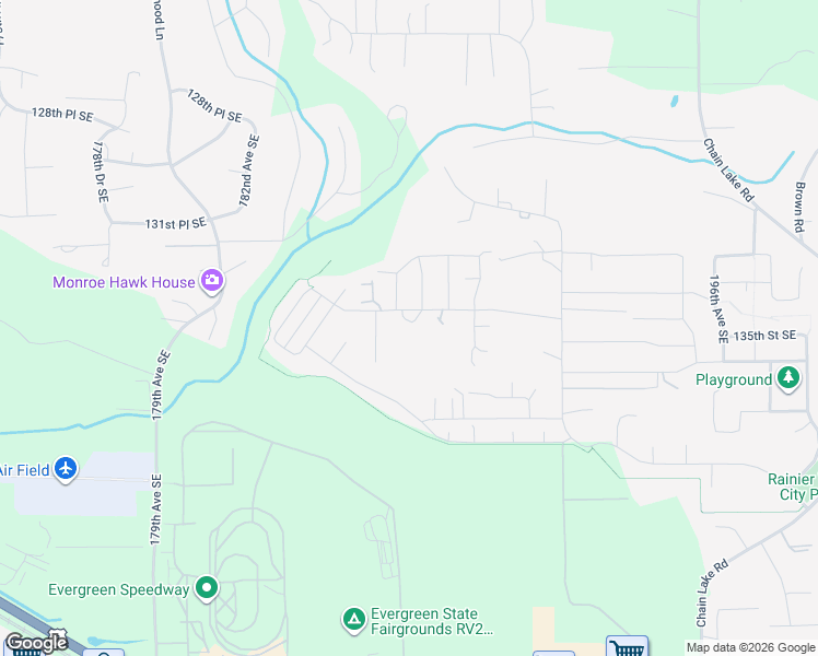 map of restaurants, bars, coffee shops, grocery stores, and more near 18614 134th Street Southeast in Monroe