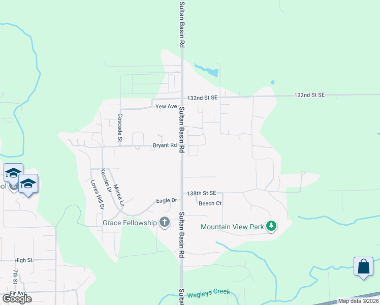 map of restaurants, bars, coffee shops, grocery stores, and more near 13431 323rd Drive Southeast in Sultan
