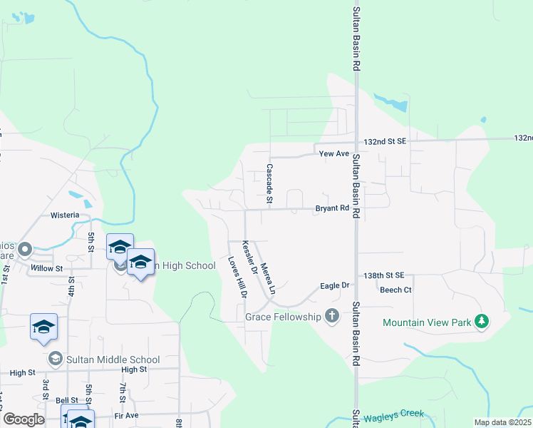 map of restaurants, bars, coffee shops, grocery stores, and more near 928 Bryant Road in Sultan