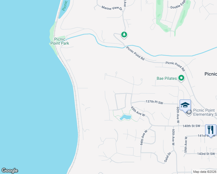 map of restaurants, bars, coffee shops, grocery stores, and more near 13530 67th Avenue West in Edmonds