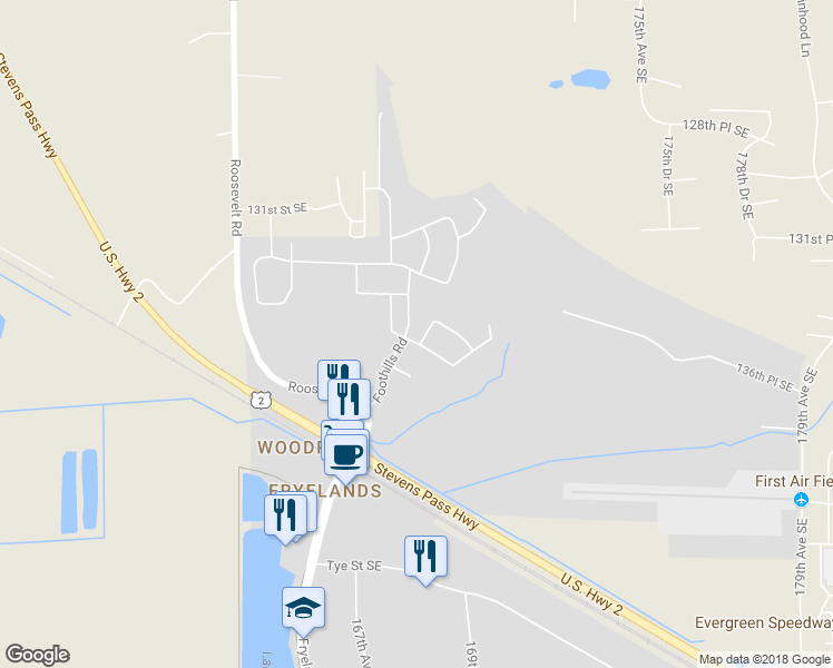 map of restaurants, bars, coffee shops, grocery stores, and more near 13448 Elk Ridge Road Southeast in Monroe