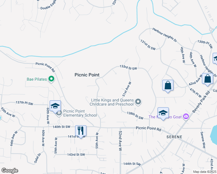 map of restaurants, bars, coffee shops, grocery stores, and more near 5306 134th Place Southwest in Edmonds