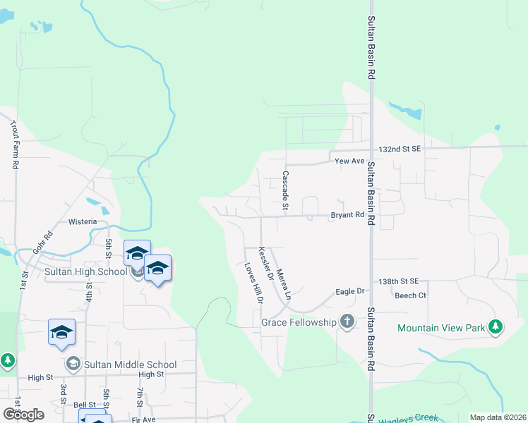 map of restaurants, bars, coffee shops, grocery stores, and more near 1217 Kessler Drive in Sultan
