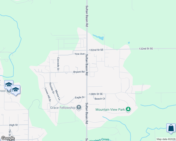 map of restaurants, bars, coffee shops, grocery stores, and more near 13409 Sultan Basin Road in Sultan