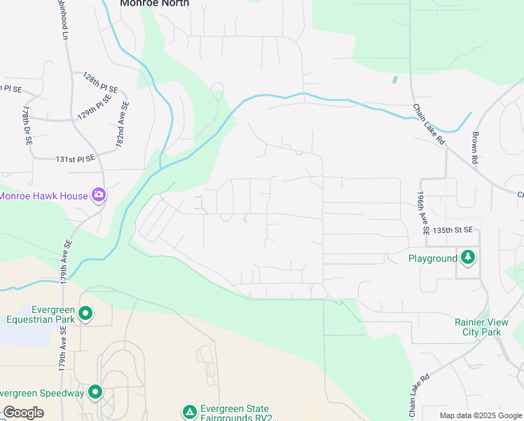map of restaurants, bars, coffee shops, grocery stores, and more near 13407 189th Drive Southeast in Monroe