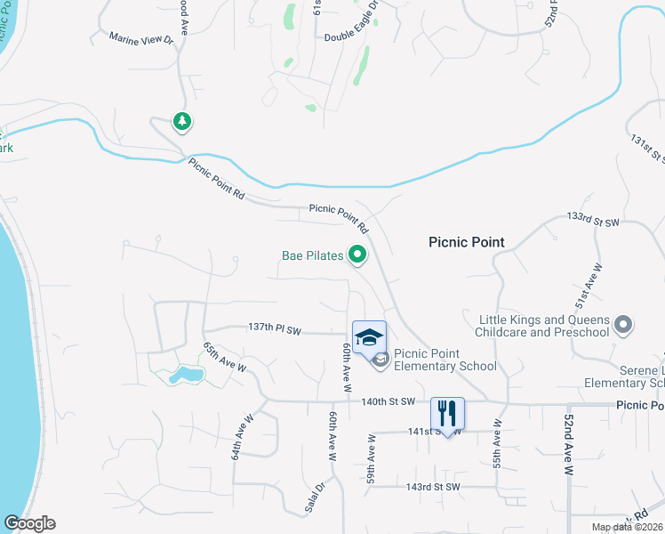 map of restaurants, bars, coffee shops, grocery stores, and more near 6003 136th Place Southwest in Edmonds