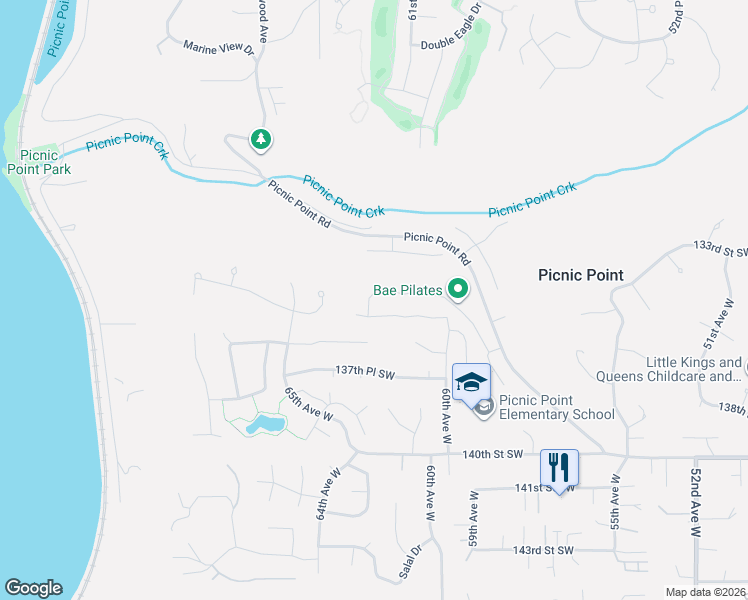 map of restaurants, bars, coffee shops, grocery stores, and more near 13505 62nd Place West in Edmonds
