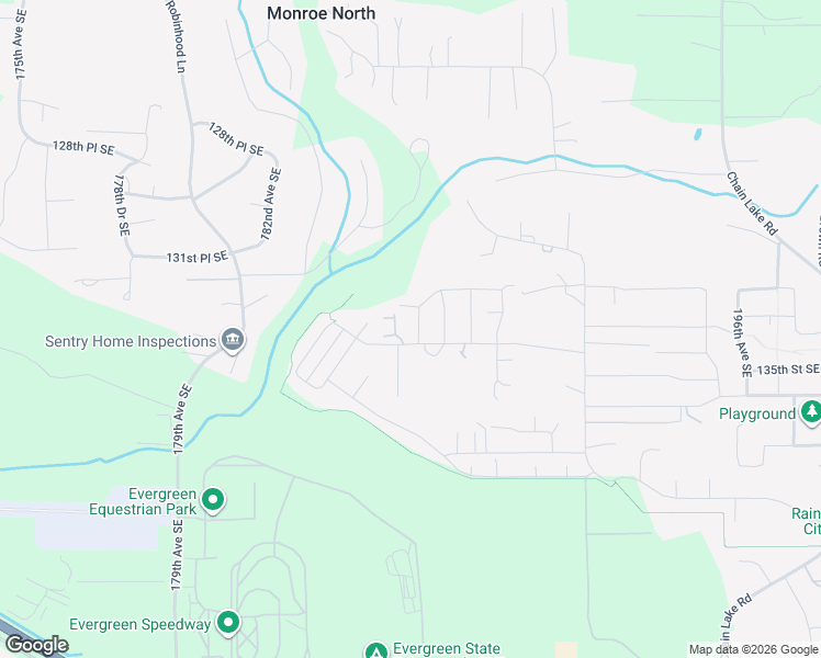 map of restaurants, bars, coffee shops, grocery stores, and more near 13348 186th Avenue Southeast in Monroe