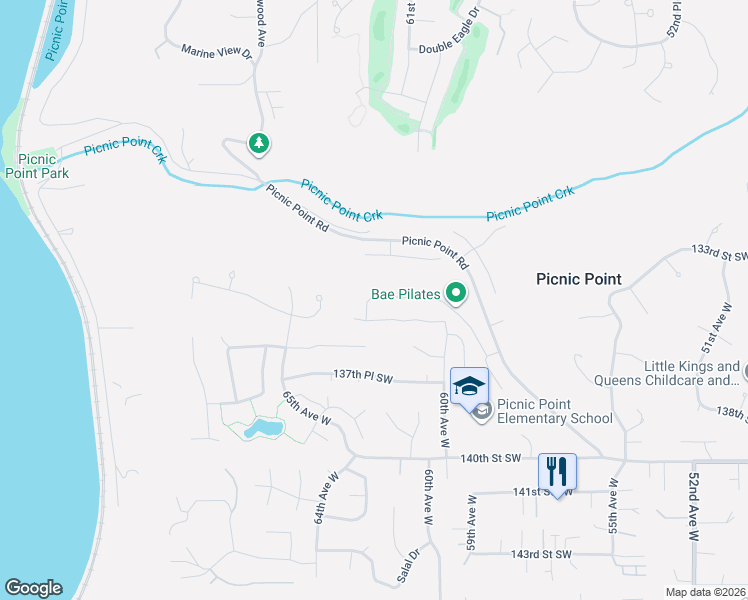 map of restaurants, bars, coffee shops, grocery stores, and more near 13423 62nd Place West in Edmonds