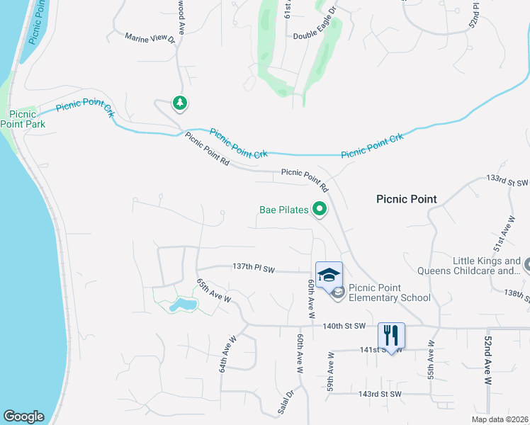 map of restaurants, bars, coffee shops, grocery stores, and more near 13419 62nd Place West in Edmonds