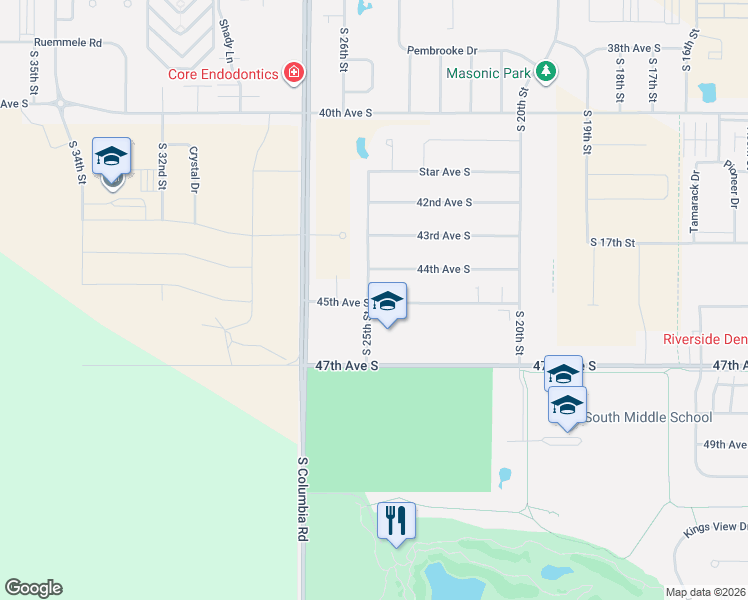 map of restaurants, bars, coffee shops, grocery stores, and more near 2466 45th Avenue South in Grand Forks