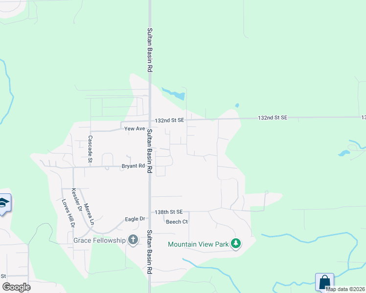 map of restaurants, bars, coffee shops, grocery stores, and more near 32522 132nd Street Southeast in Sultan
