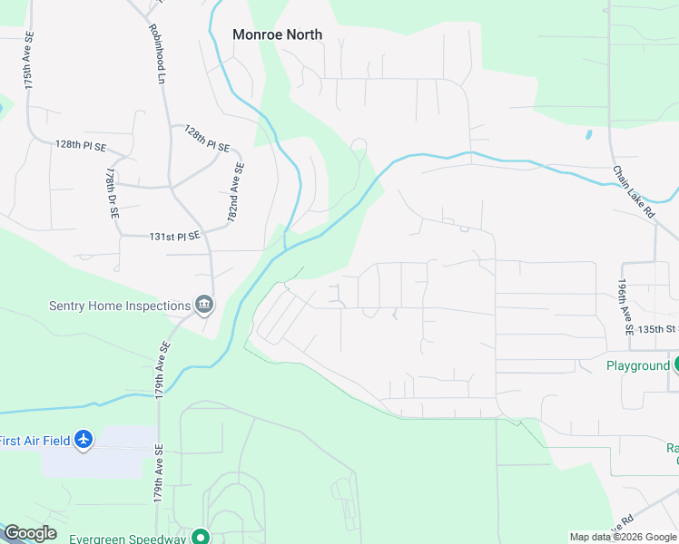 map of restaurants, bars, coffee shops, grocery stores, and more near 18585 132nd Street Southeast in Monroe