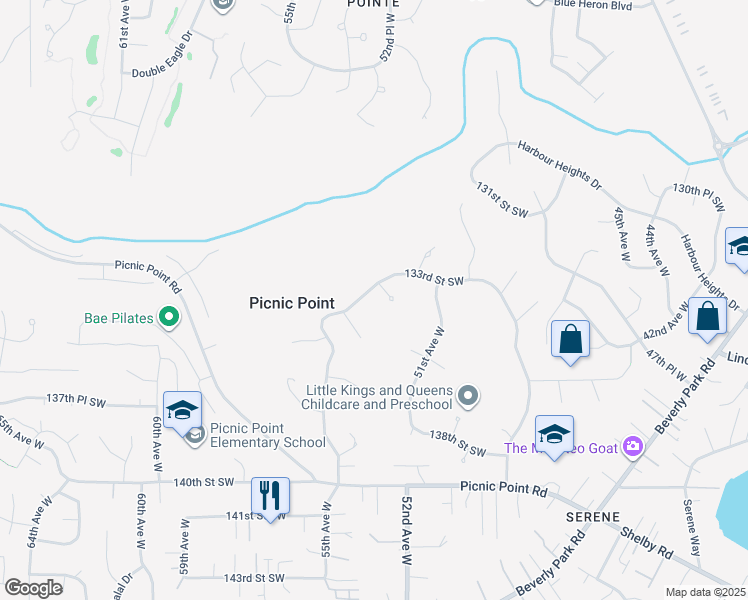 map of restaurants, bars, coffee shops, grocery stores, and more near 13326 52nd Place West in Edmonds