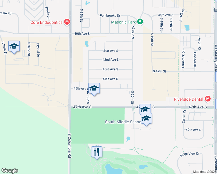 map of restaurants, bars, coffee shops, grocery stores, and more near 2230 45th Avenue South in Grand Forks