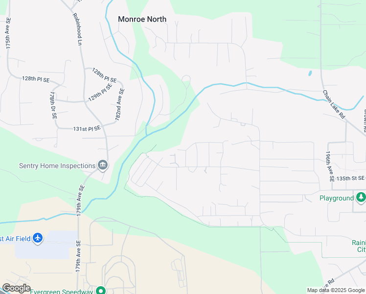 map of restaurants, bars, coffee shops, grocery stores, and more near 18585 132nd Street Southeast in Monroe