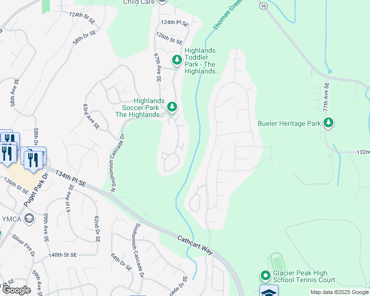 map of restaurants, bars, coffee shops, grocery stores, and more near 6720 132nd Place Southeast in Snohomish