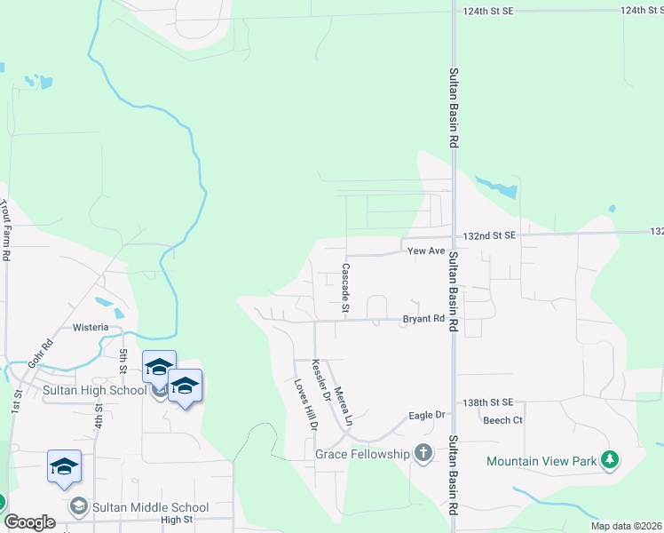 map of restaurants, bars, coffee shops, grocery stores, and more near 31831 135th Street Southeast in Sultan