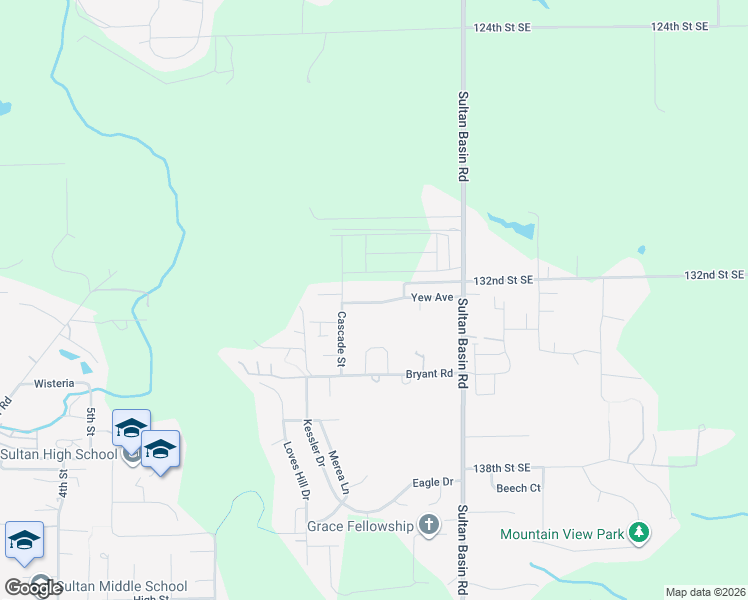 map of restaurants, bars, coffee shops, grocery stores, and more near 31931 135th Street Southeast in Sultan