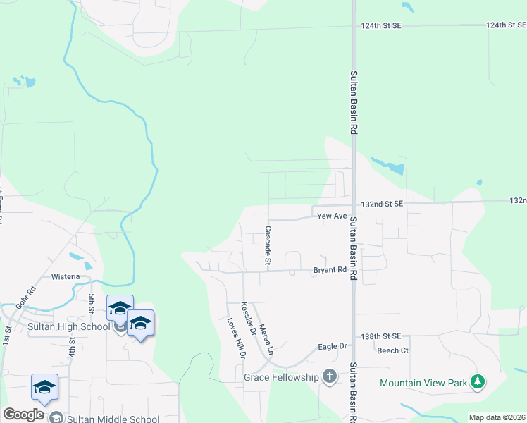 map of restaurants, bars, coffee shops, grocery stores, and more near 31931 135th Street Southeast in Sultan