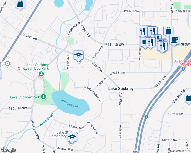 map of restaurants, bars, coffee shops, grocery stores, and more near 13224 12th Place West in Everett