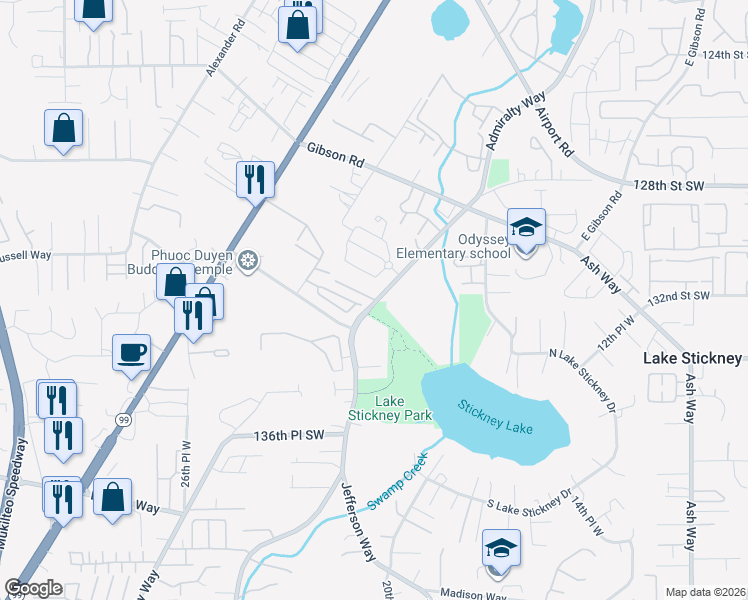 map of restaurants, bars, coffee shops, grocery stores, and more near 13123 Admiralty Way in Everett