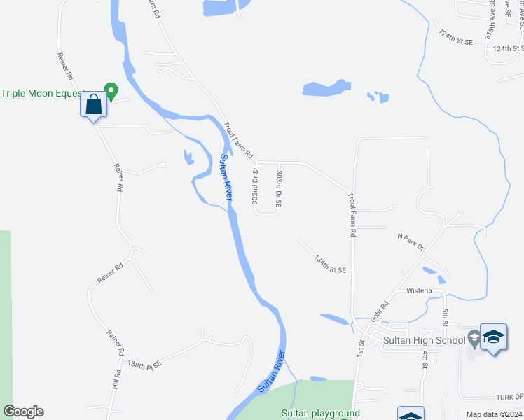 map of restaurants, bars, coffee shops, grocery stores, and more near 30223 131st Place Southeast in Sultan