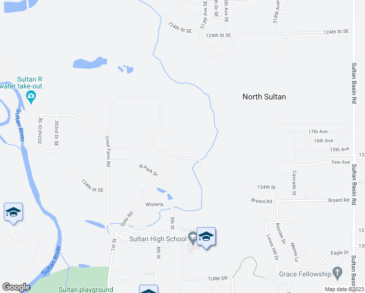 map of restaurants, bars, coffee shops, grocery stores, and more near 13110 Gohr Road in Sultan