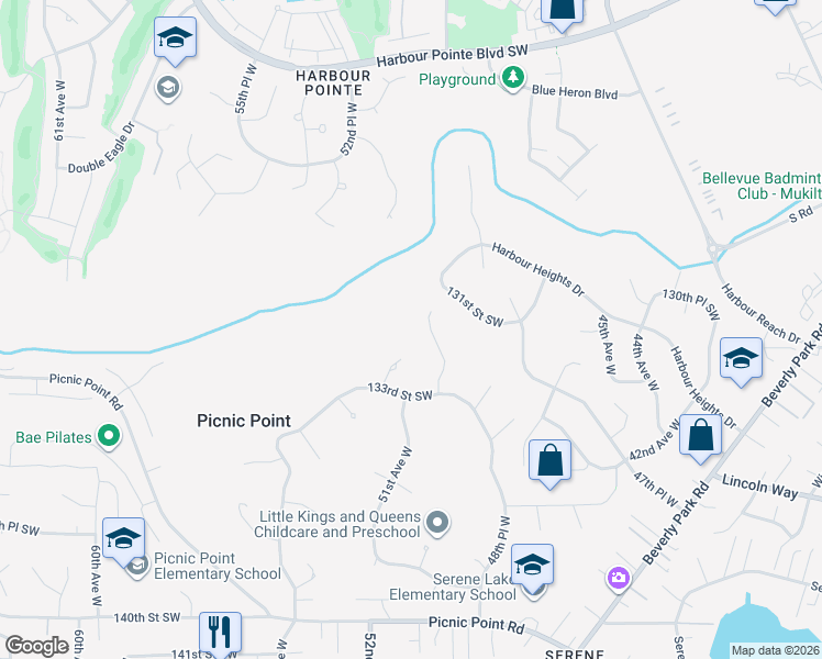 map of restaurants, bars, coffee shops, grocery stores, and more near 13201 51st Place West in Edmonds