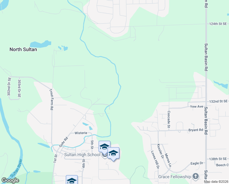 map of restaurants, bars, coffee shops, grocery stores, and more near 13110 Gohr Road in Sultan