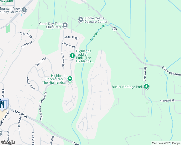 map of restaurants, bars, coffee shops, grocery stores, and more near 12807 69th Drive Southeast in Snohomish