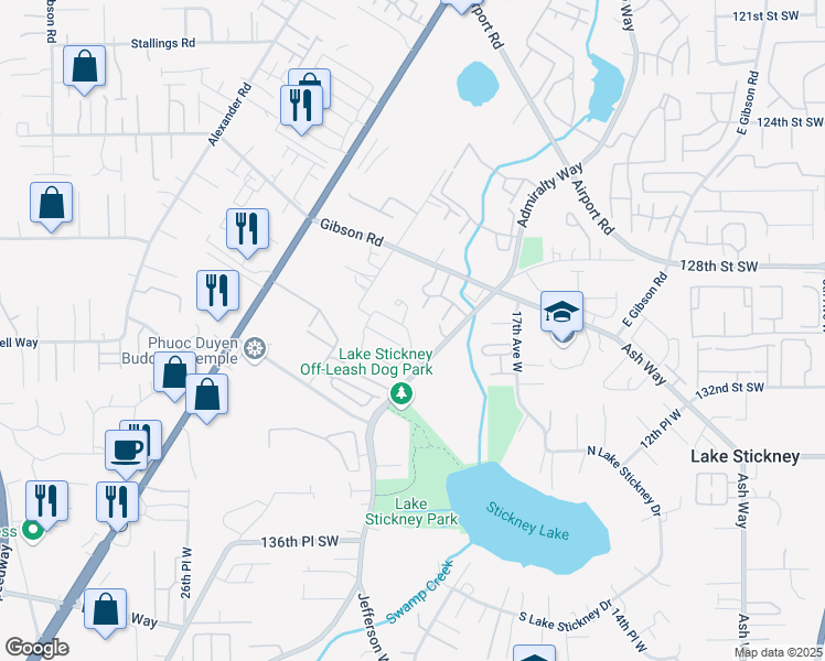 map of restaurants, bars, coffee shops, grocery stores, and more near 1925 129th Place Southwest in Everett